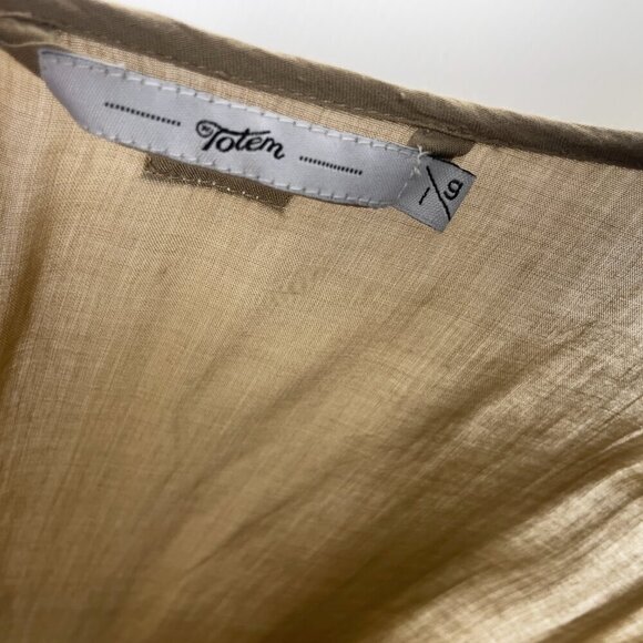 TOTEM Minimalist‎ Casual Neutral Tan Beige Clean Summer Slip Viscose Dress sz L - Picture 5 of 7
